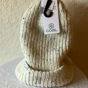 Coal: Cream/Blue Knit Mid-Length Beanie Fit- Winter- The Edith Hat